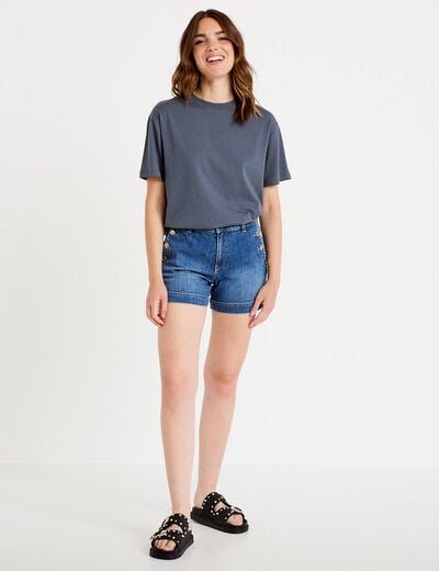 Short en jean denim double stone femme
