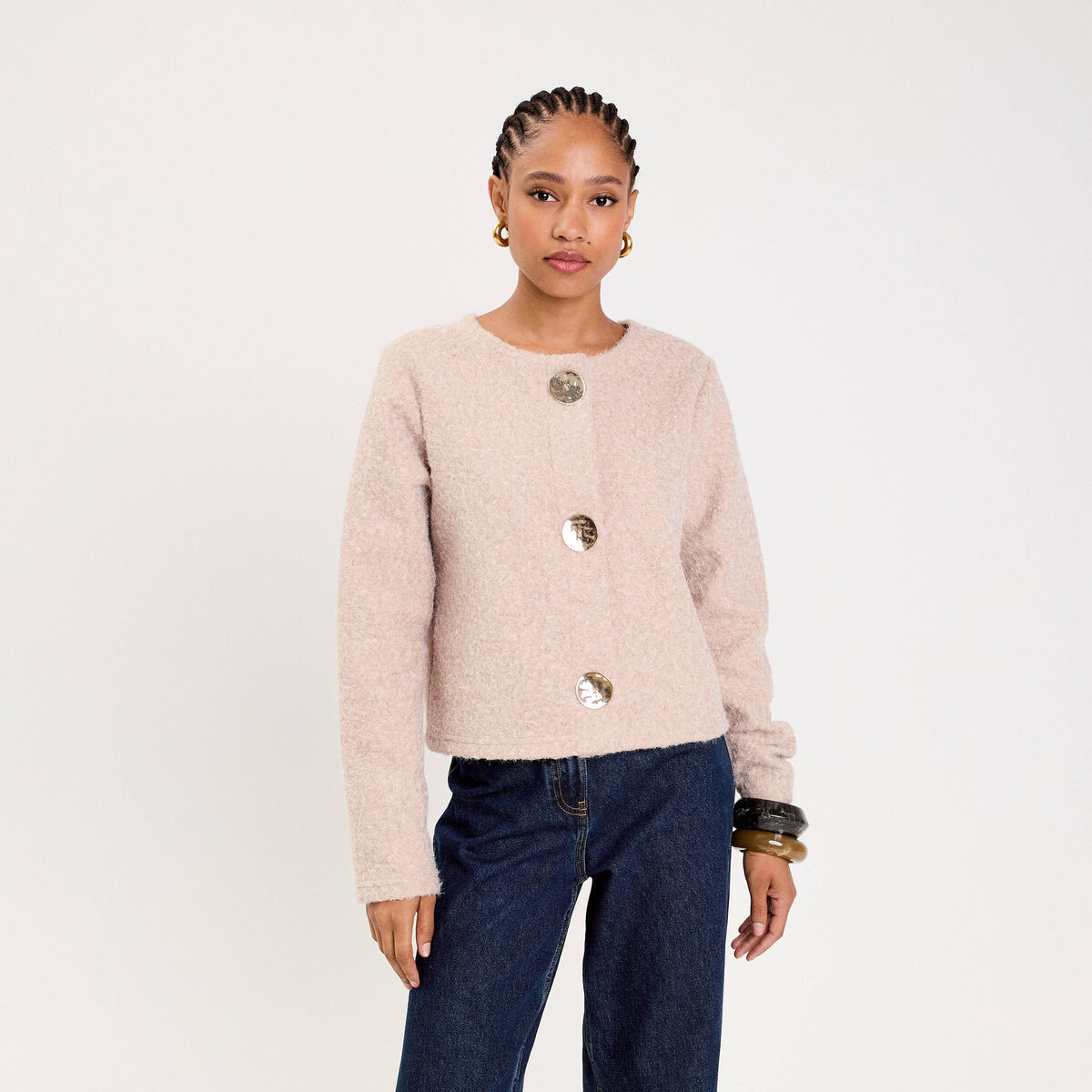 Veste effet polaire beige femme