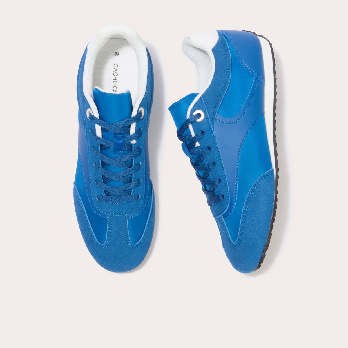 Basket aspect daim bleu electrique femme