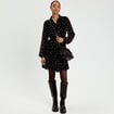 Robe brod&eacute;e &eacute;vas&eacute;e manches longues noir femme