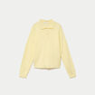Pull col chemise manches longues jaune clair femme
