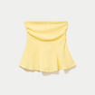 Bustier p&eacute;plum ajust&eacute; cropped pliss&eacute; jaune pastel femme