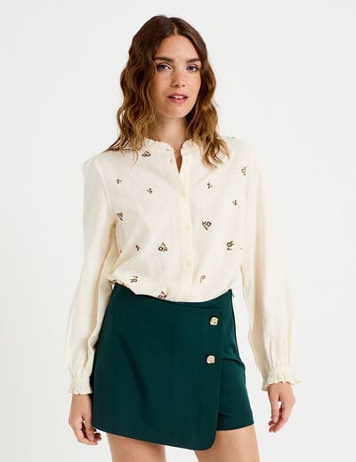 Jupe-short trap&egrave;ze courte vert fonc&eacute; femme