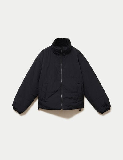 Doudoune r&eacute;versible effet polaire noir femme
