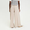 Pantalon large avec ceinture beige femme
