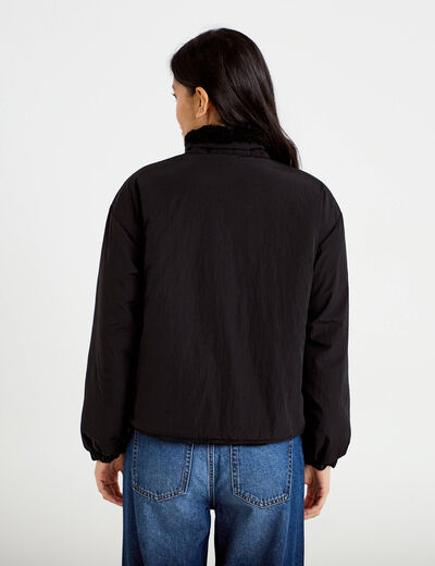 Veste r&eacute;versible effet polaire noir femme