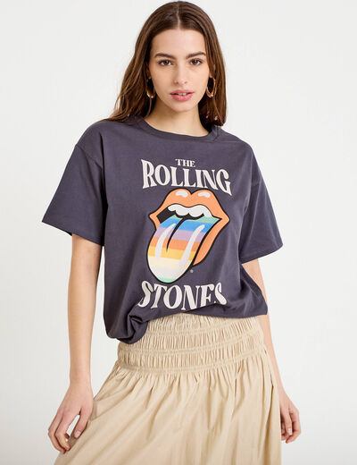 T-shirt oversize manches courtes gris fonc&eacute; femme