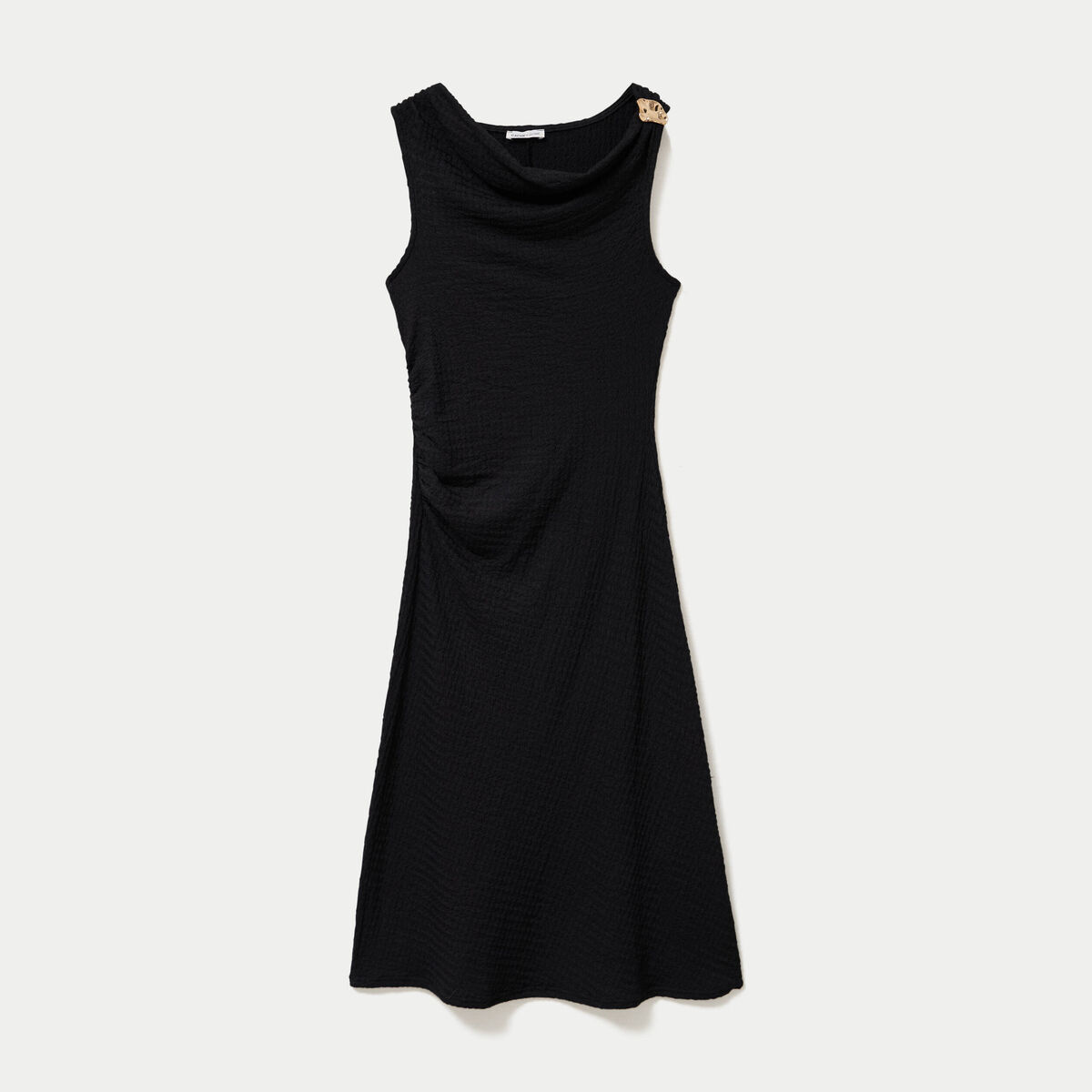 Robe midi droite sans manches en maille noir femme