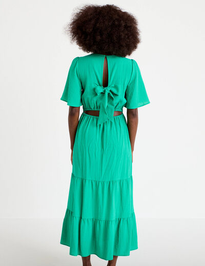 Robe &eacute;vas&eacute;e col v vert femme