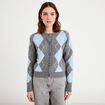Cardigan col rond manches longues gris fonc&eacute; femme