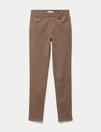 Jeans slim 5 poches taupe femme
