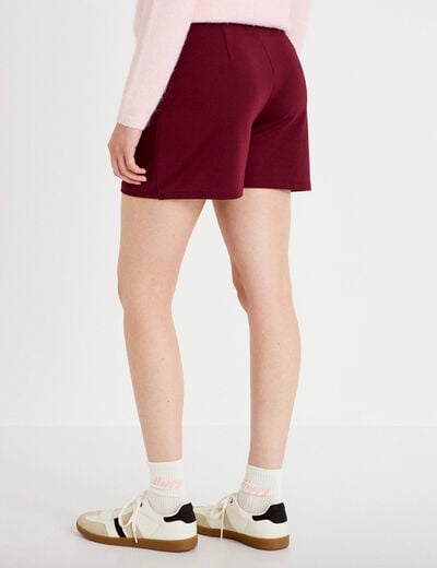 Jupe-short trap&egrave;ze en maille bordeaux femme