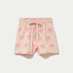 Short flare avec broderie rose femme