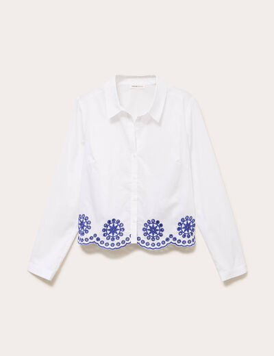 Chemise col classique avec broderie ecru femme
