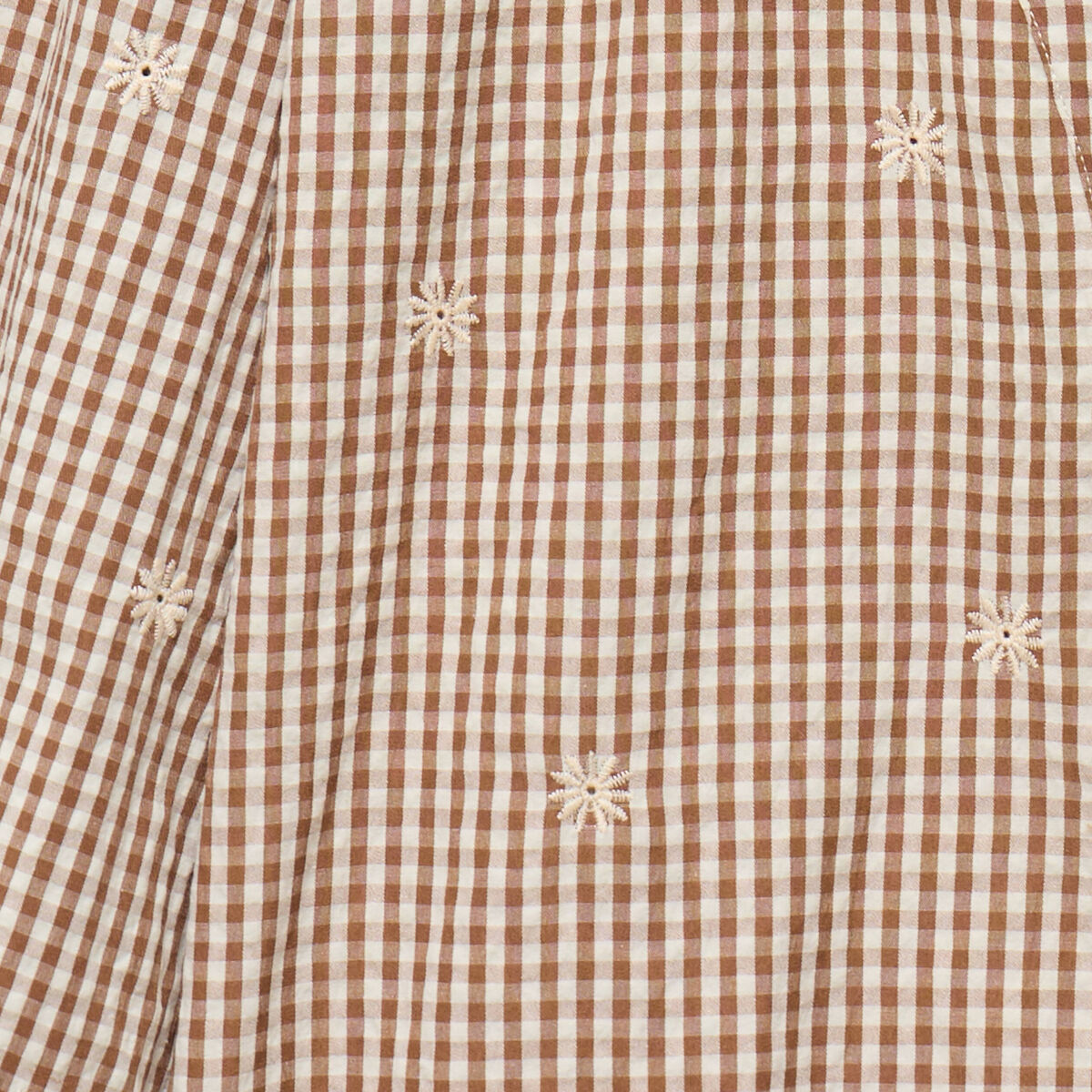Blouse vichy brod&eacute;e blanc femme