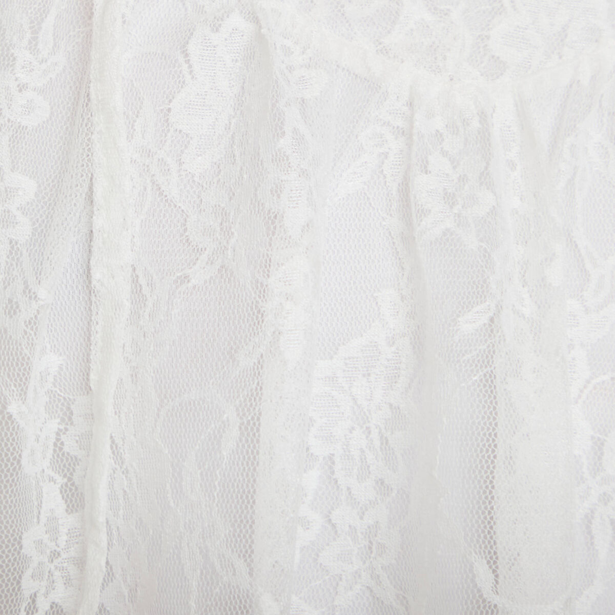 Blouse col rond manches longues dentelle ecru femme