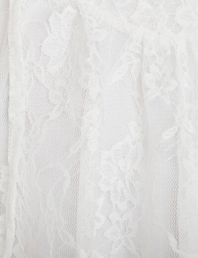 Blouse col rond manches longues dentelle ecru femme