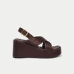 Sandales &agrave; talon effet satin&eacute; bordeaux femme