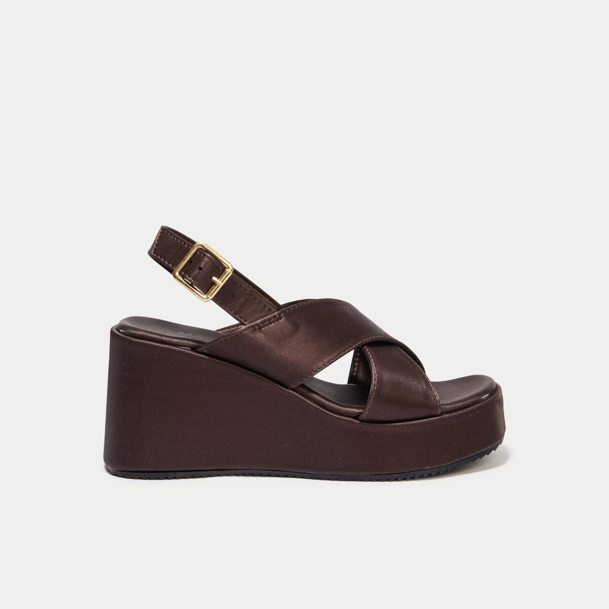 Sandales &agrave; talon effet satin&eacute; bordeaux femme