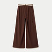 Pantalon large fluide ceintur&eacute; marron fonc&eacute; femme