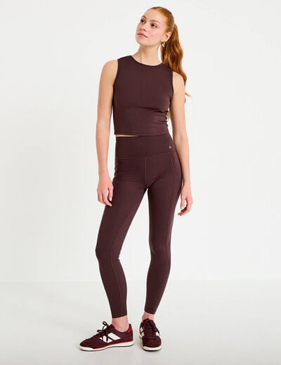 Legging taille haute marron fonc&eacute; femme