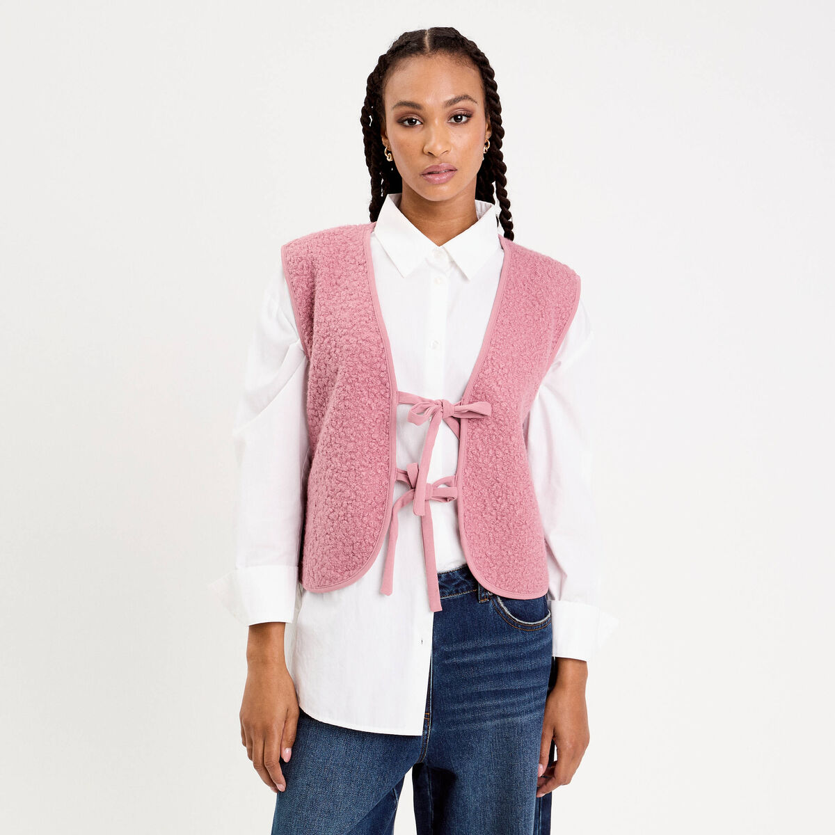 Gilet sans manches polaire vieux rose femme