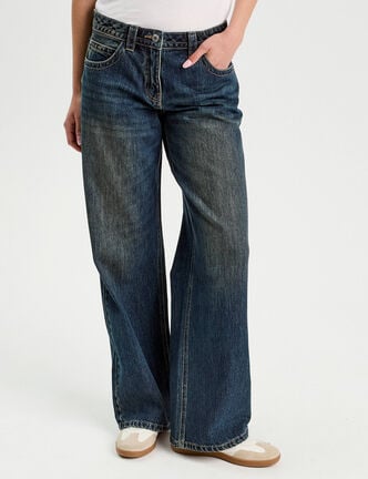 Jeans droit taille basse denim dirty femme