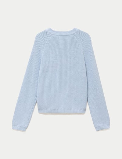 Gilet manches longues bleu ciel femme
