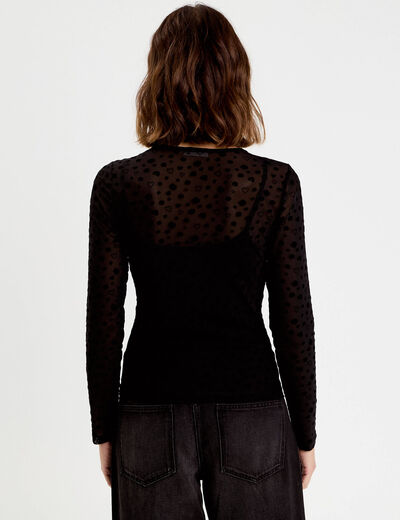 Gilet transparent manches longues noir femme