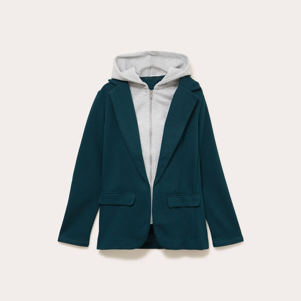 Veste blazer 2-en-1 gilet vert fonc&eacute; femme