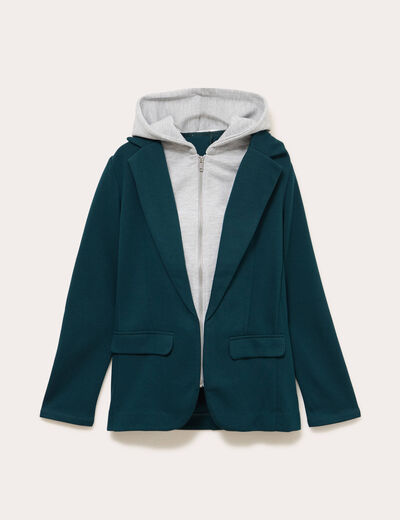 Veste blazer 2-en-1 gilet vert fonc&eacute; femme