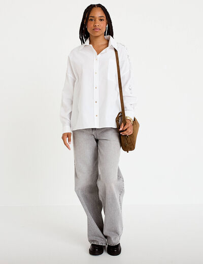 Chemise d&eacute;tails dentelle ecru femme