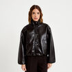 Veste oversize cropped similicuir noir femme