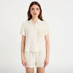 Chemise col classique manches courtes ecru femme