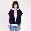 Gilet polaire manches courtes bleu marine femme