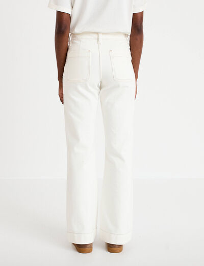 Jean bootcut taille haute denim blanc femme