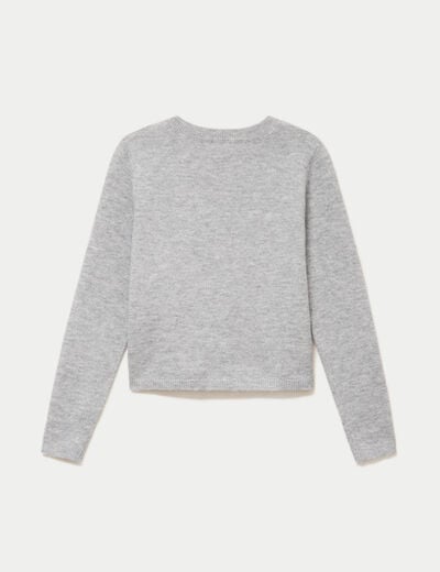Gilet col v manches longues gris fonc&eacute; femme