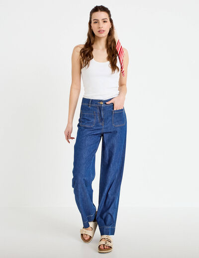 Jean wide leg taille standard denim stone femme