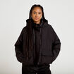 Veste courte bas resserr&eacute; &agrave; capuche noir femme