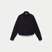 Veste cropped bas resserr&eacute; bleu marine femme