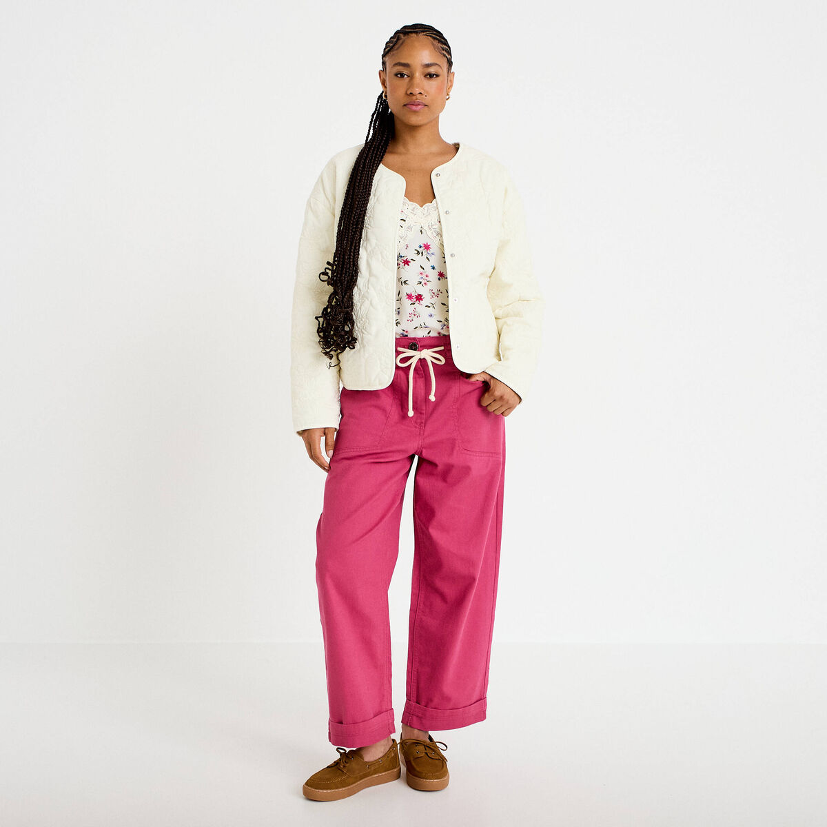 Pantalon taille standard prune femme