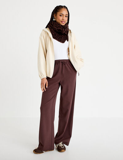 Veste &agrave; capuche bas resserr&eacute; sable femme