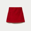 Jupe trap&egrave;ze en velours rouge femme
