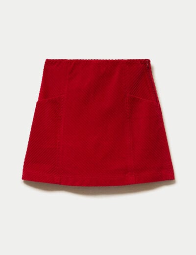 Jupe trap&egrave;ze en velours rouge femme