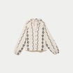 Blouse droite col am&eacute;ricain broderie blanc femme