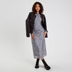 Robe longue ajust&eacute;e fronces bleu gris femme