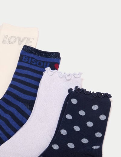 Bo&icirc;te cadeau 4 paires chaussettes bleu marine femme