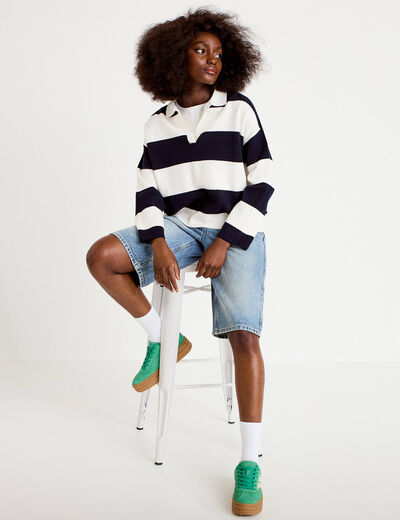Bermuda en jean denim triple stone femme