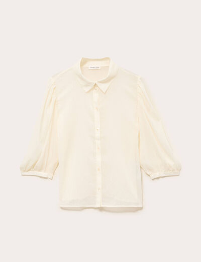 Chemise droite courte voile manches 3/4 ecru femme