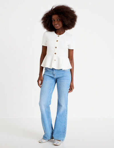 Top cintr&eacute; p&eacute;plum ecru femme